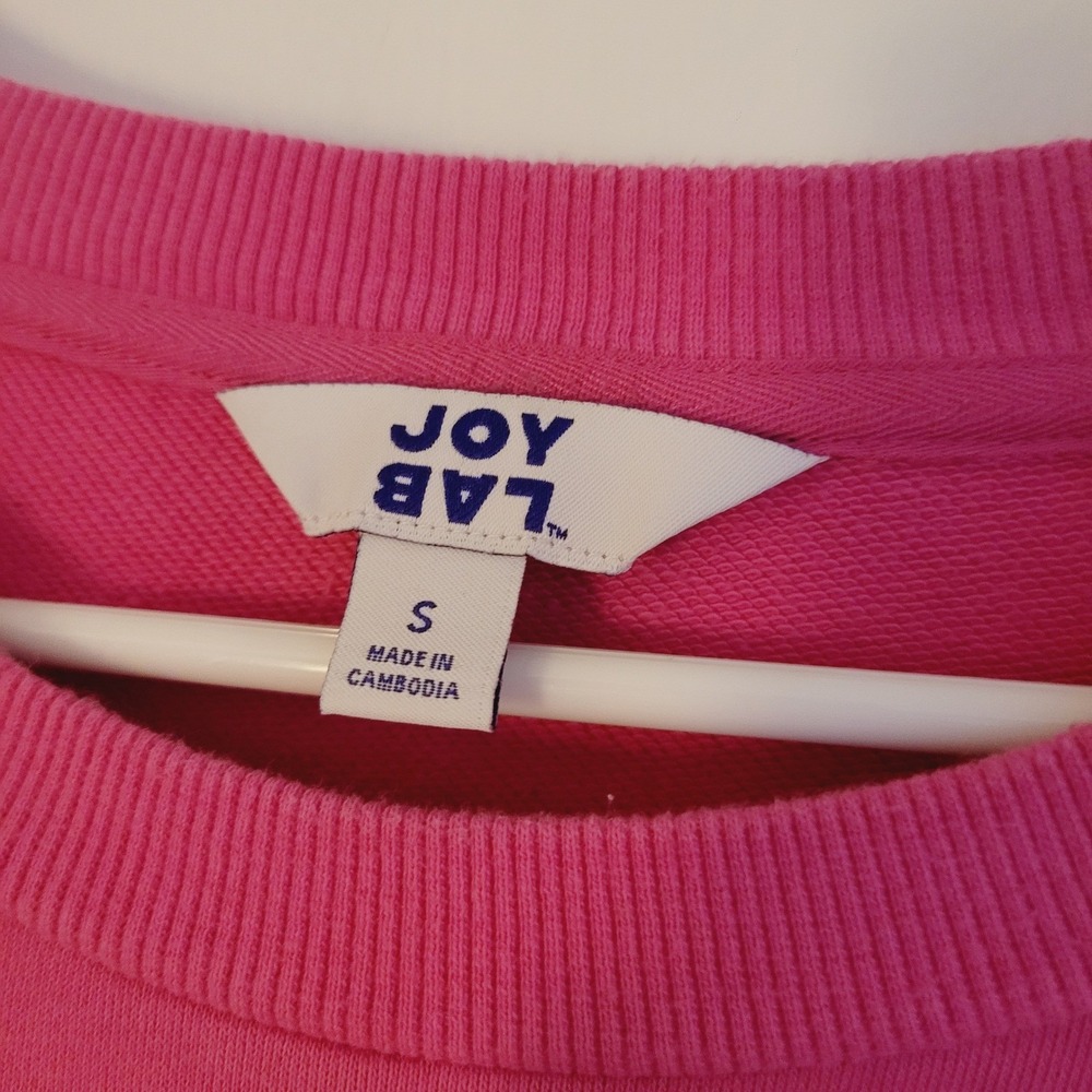 Joy Lab Small Pink Heart Embroidered Tulip Cuff Crewneck Sweatshirt girlhoodcore - Picture 6 of 6